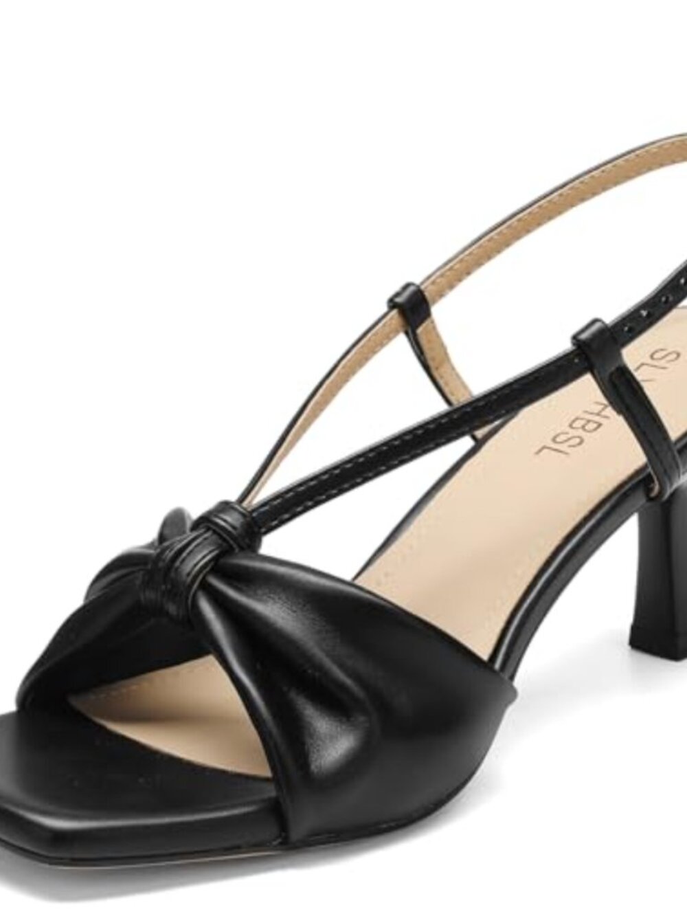 Kitten Heels Square Open Toe Bow Ankle Strap Low Heel Wedding Sandals